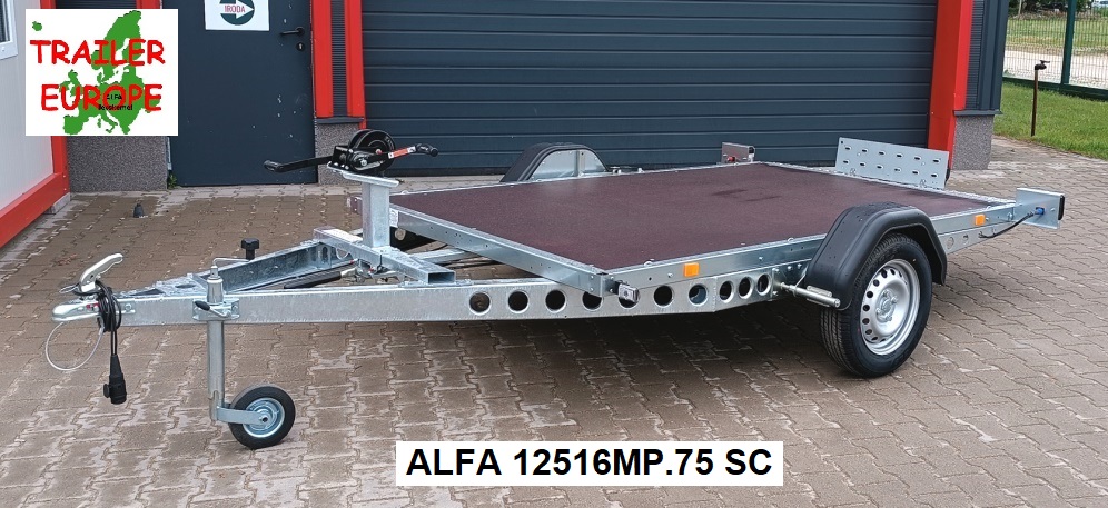 ALFA 12516MP.75 SH hidraulikusan müködő fék nélküli süllyeszthető utánfutó oldalnézetből