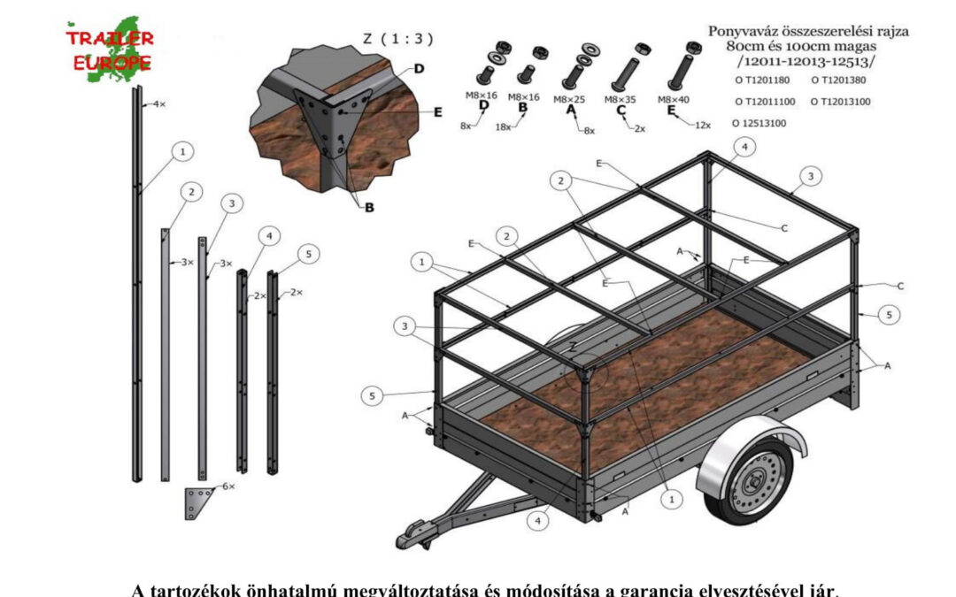 ALFA utánfutók ponyvaváz összeszerelési útmutatója